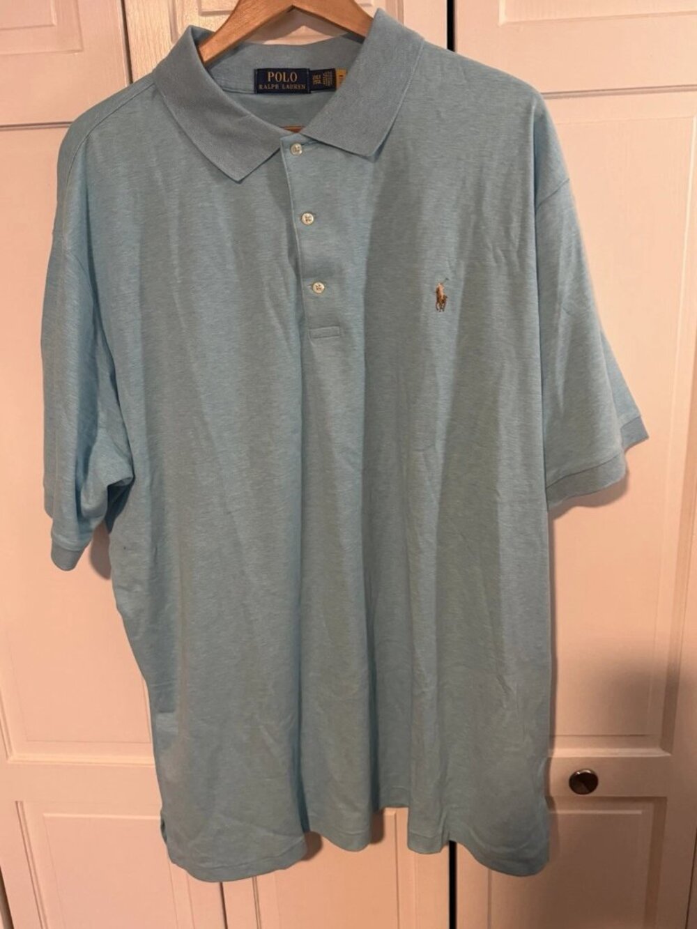 Polo Ralph Lauren Men's 2XLT Light Blue Polo Shirt Classic Fit Cotton Big Tall